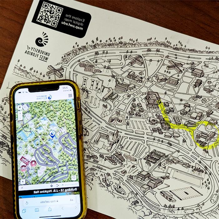 打印出一张黑白UWF地图，用iPhone打开，上面是数字UWF地图